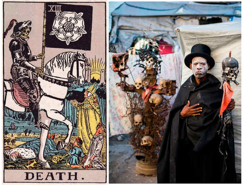 Cliquez pour lire la page sur Des Artistes Haïtiens Transforment Le Jeu de Tarot Divinatoire En Scènes de Vie Réelles