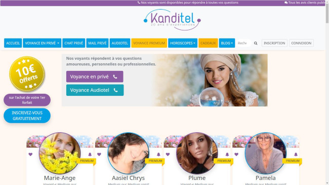 La page d'accueil du site Kanditel.com